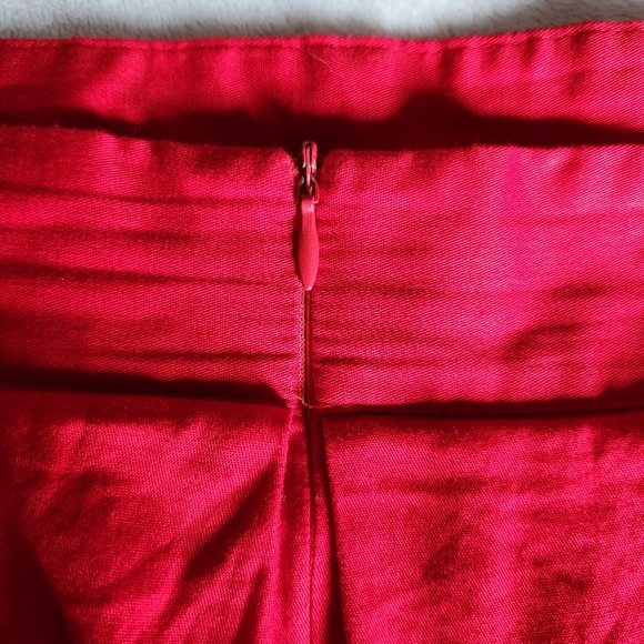 Red A-line Cotton Skirt - Picture 5 of 7